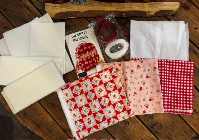 The Violet Backpack-COMPLETE bag making kit (Red/Pink)